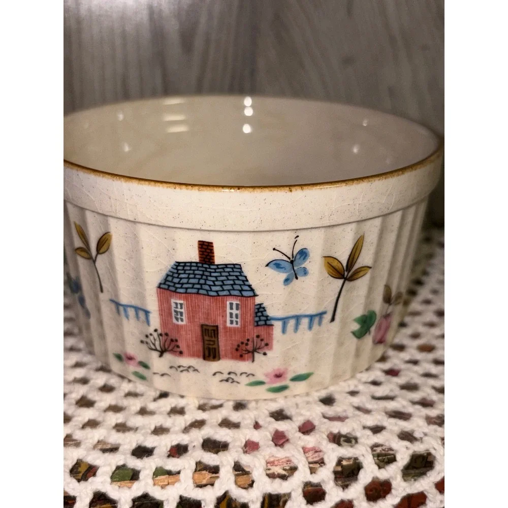 International Heartland Stoneware Ramekin Fluted Dish Japan